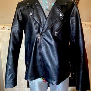 Faux leather jacket.